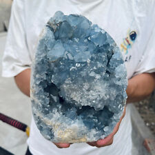 7lb Large Natural Blue Celestite Crystal Geode Quartz Cluster Mineral Specime picture