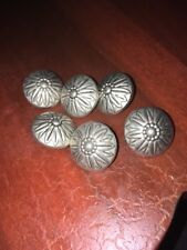 6 Vintage Silvertone Metal Daisy Hollow Buttons 3/4” picture