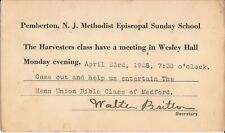 Pemberton, NEW JERSEY - Sunday School Meeting, Methodist Episcopal Church - 1928 picture