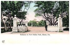 1906 Postcard Entrance to Fort Dallas Park Miami FL Florida Man Undivided Back picture