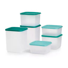Tupperware 12pc Square Stacking Food Storage Containers with Lids - Green picture