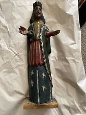 Hand Carved Wood, Religious Figure antique 15” Great Shape picture
