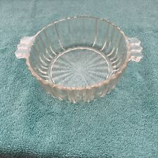 Queen Mary Clear Depression Glass Serving Bowl with Handles Vertical Ribs picture