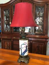 Antique Birmingham Wright & Butler, Hollings Boston Pottery Cylinder Vase Lamp picture