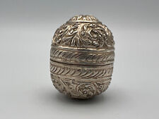 Antique Egg Shaped Repousse Silvertone Snuff/trinket Box picture