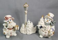 GRANDEUR NOEL Porcelain SNOWMAN SNOW WOMAN Family CHRISTMAS HOLIDAY Lot of 3 picture