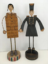 SOLDIER & GIRLFRIEND wood & tin FIGURES ~ vintage  Folk Art  NEW picture