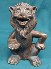 Antique Old Vintage Metal Coin Bank Animal Character Lion Figure picture