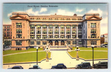Court House Omaha Nebraska Vintage Linen Postcard BRL28 picture