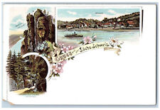 Germany Postcard Greetings from Saxon Switzerland Multiview c1905 Posted picture