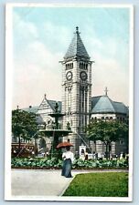 Pittsburg Pennsylvania Postcard Carnegie Library City Hall Park North Side 1920 picture