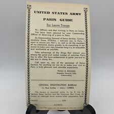 WW II U.S. Army Paris Guide for Leave Troops Paper Folded Handout Vintg Military picture