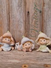 Vtg Homco Set Of 3 Fairy Pixie Elf Flower Children Figurines 5615 Ceramic Bisque picture