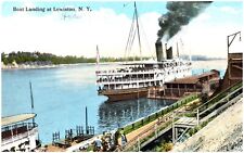 Postcard Steamer Docking at Lewiston, New York, People Boarding picture