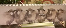 Multiple Sheep 🐑In Snow-Wood Block-16x4-Black/White Checked Theme-Textured-🐑 picture