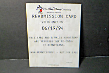 Vintage Club 33 Disneyland Park Readmission Card Valid Only On 06/19/1994 picture