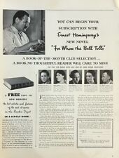 Rare 1940's Vintage Original Ernest Hemingway Novel Reading Book Advertisement picture