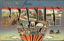 Bradley Beach New Jersey NJ Large Letter Linen Postcard picture