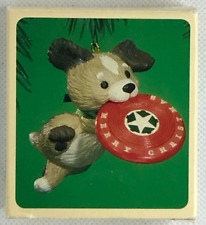1984 Hallmark Keepsake Christmas Ornament Frisbee Puppy . picture