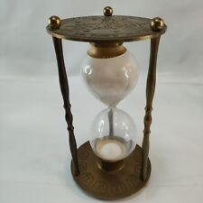 Vintage Brass Hourglass Roman Numerals Zodiac Clock Andrea by Sadek Unique Desk picture