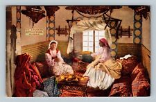 Women Sitting In A Turkish Sitting Room In Algeria, Vintage Postcard picture