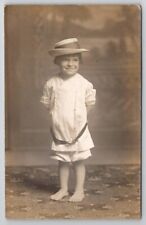 RPPC Cute Victorian Child Barefoot and Ready for The Beach Studio Postcard E29 picture
