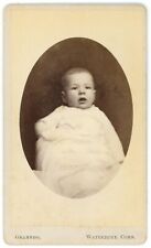 CIRCA 1870'S CDV Adorable Sweet Baby Wearing White Dress Granniss Waterbury, CT picture