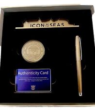 Icon Of The Seas Inaugural Season Coin Box, Pen, Authenticity Card. picture