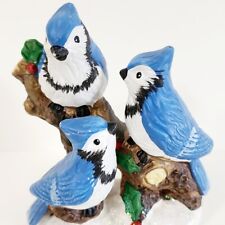 Blue Jay Family Winter Bird Ceramic Vintage 1990s 4.5