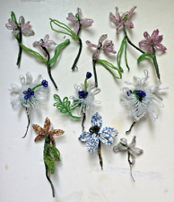 (12) vintage beaded flower stems picture