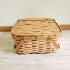 Vintage 1940's West Rindge New Hampshire Hinged Picnic Pie Basket  picture