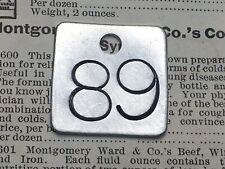 Number 89 Tag Aluminum Metal Cattle Tag Keychain Stamped Token Fob Mining Check picture