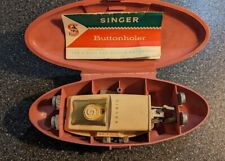 Vintage SINGER Sewing Machine Buttonholer Attachment With PINK CASE & Manual  picture