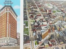 C 1946 Aeroplane View Downtown Hotel Lincoln Indianapolis IN Linen Postcard picture