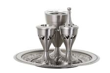 Havdalah Set - 4 piece - Pewter With Glass Insert picture