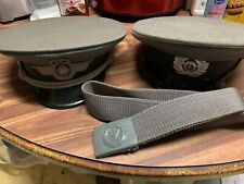 EAST GERMAN LOT BELT AND 2 HAT GERMAN AIR FORCE OFFICER SZ 59 AND NCO HAT SZ 56 picture