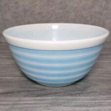 1960s Pyrex Glass Rainbow Stripes Blue & White Mixing Bowl 402 1.5 Qt picture