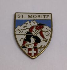 St. Saint Moritz Switzerland Flag Ski Resort Skier Skiing Lapel Pin (160) picture