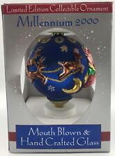 Millennium 2000 Santa/Reindeer Collectible Hand Blown Ornament NIB picture