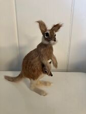 Vintage Taxidermy Figurine Kangaroo w/Baby Joey Real Fur Figurine Glass Eyes 6