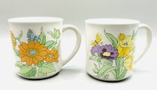 (2) Vintage Floral Mugs Made in Japan Flowers Butterflies picture