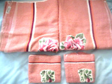 Haynes Bath Towels & Wash Clothes 1950s 60s Pink Coral Very Pretty Vintage Set picture