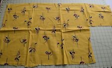 2959 Med Pc Antique 1950's cotton fabric, ochre with stylized flowers picture