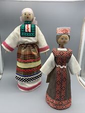2 Vtg Russian Dolls 1 Belarus Flax Moscow Handcrafted Folk Horse Hair 1 Wooden picture