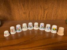 Mixed Lot of 10 Thimbles Ceramic and Wood picture