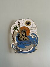 Lions Club Miami FLA 1988 New York Bermuda LARGE Lapel Pin VINTAGE picture