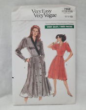 80's VTG Vogue Easy 7554  2 Variations Misses' Button Front Dresses 6-8-10 UC FF picture