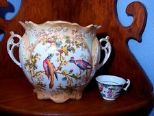 RARE Antique 1915 Crown Ducal Large Chinese Birds Jardiniere picture