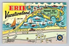 Erie PA-Pennsylvania, Aerial Advertisement Landmarks, Antique, Vintage Postcard picture