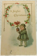 Antique Postcard Embossed 107 Yrs. Old Christmas Greeting J.P. Copr. 1917 picture